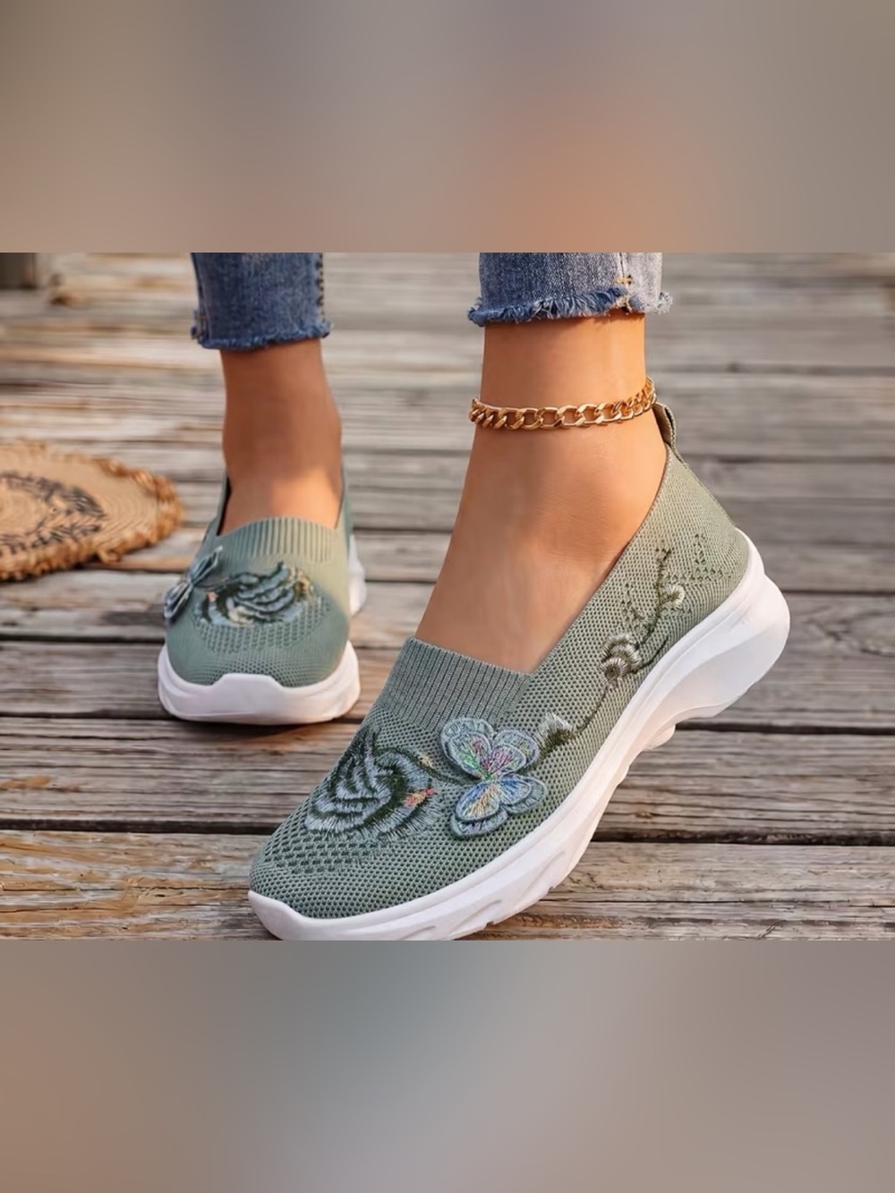 Slip-On Summer Mesh Breathable Embroidered Butterfly